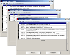 Screenshot - Eurpean waste catalogue