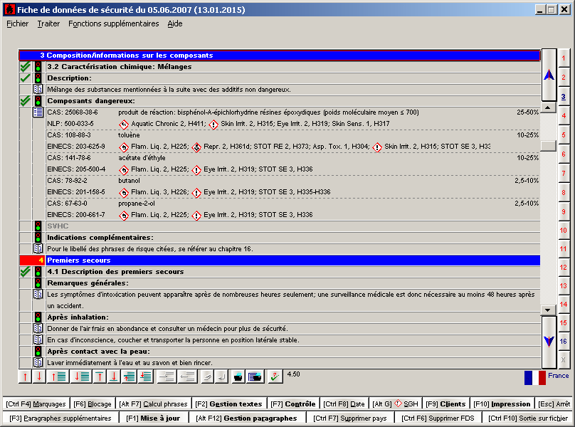 Fiches de donn�es de s�curit�